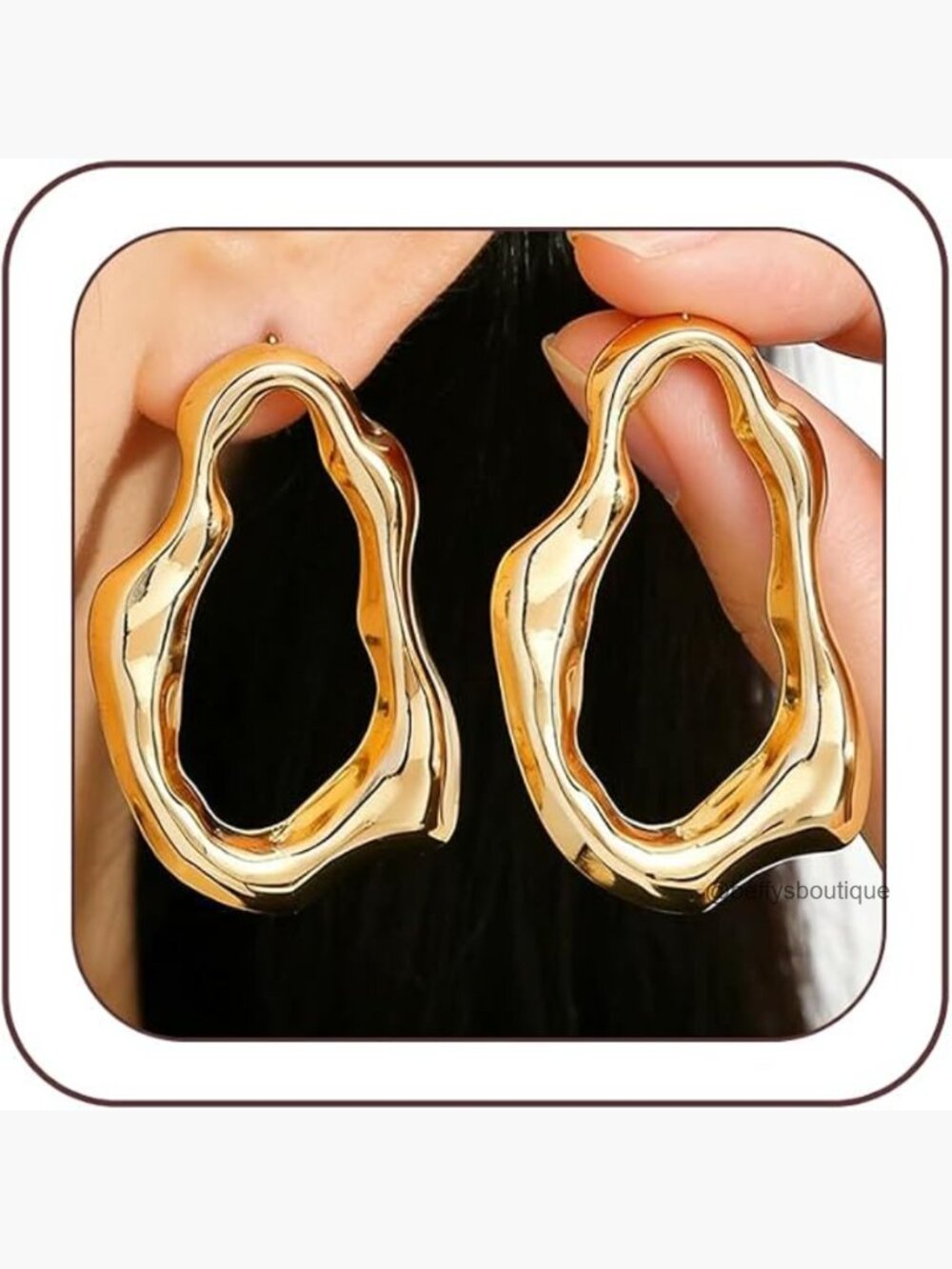 Large Geometric Pleated Hollow Dangling Earrings for Women Trendy Statement - Picture 1 of 7